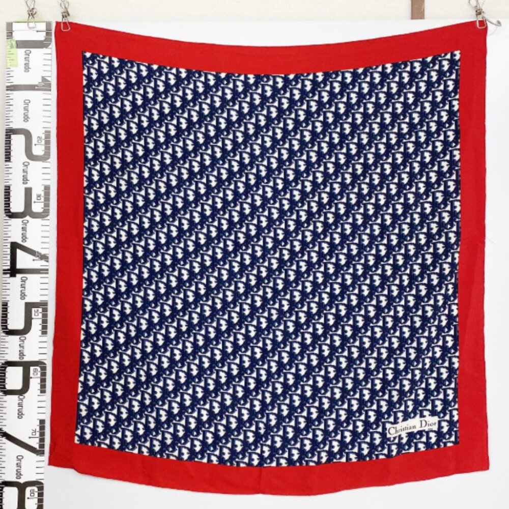 Dior Red Silk Logo Scarf